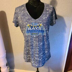 Tampa Bay Rays Blue Burnout V-Neck T-Shirt Ladies Size XL